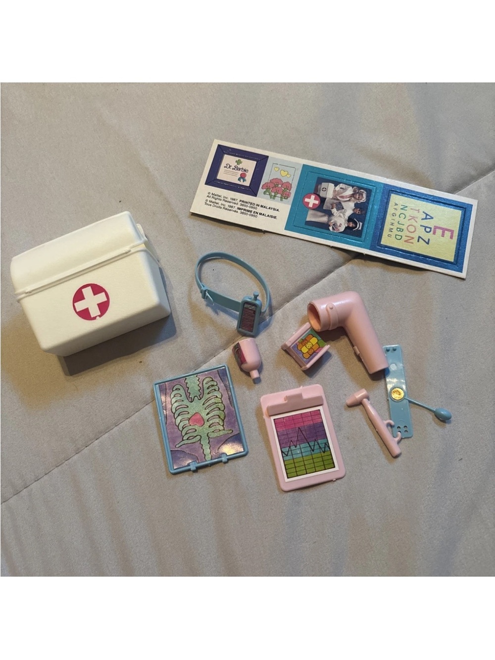 Barbie Vintage 1980s Doctor Bag Medical Kit Band Aid Accessory Mattel